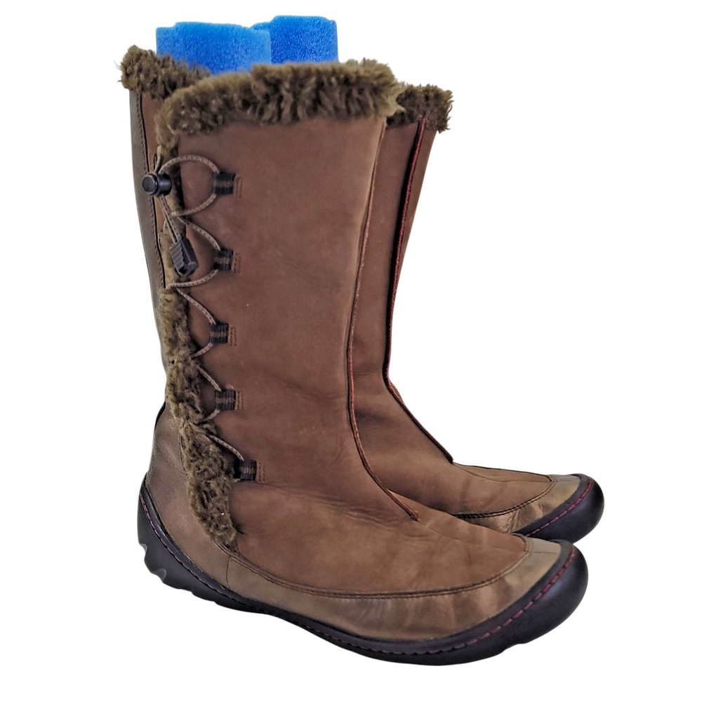 Privo by Clarks Kaley Leather Boots Womens Brown Bronze Faux Fur Sz 8.5M‎